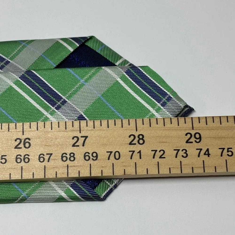 Saddlebred Silk Necktie Mens One Size Green Plaid Classic Formal Tie Preppy